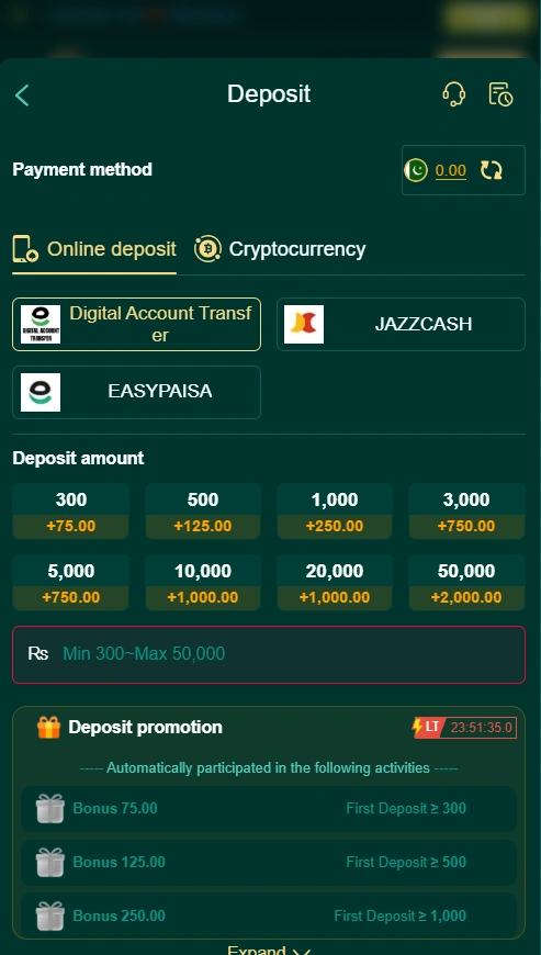 Popzar Game deposit