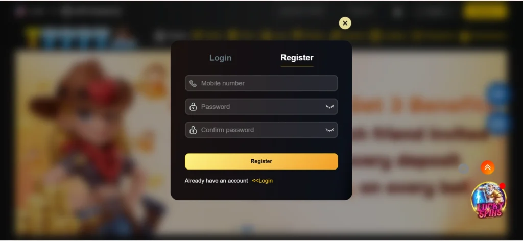 T7777 Game login dashboard